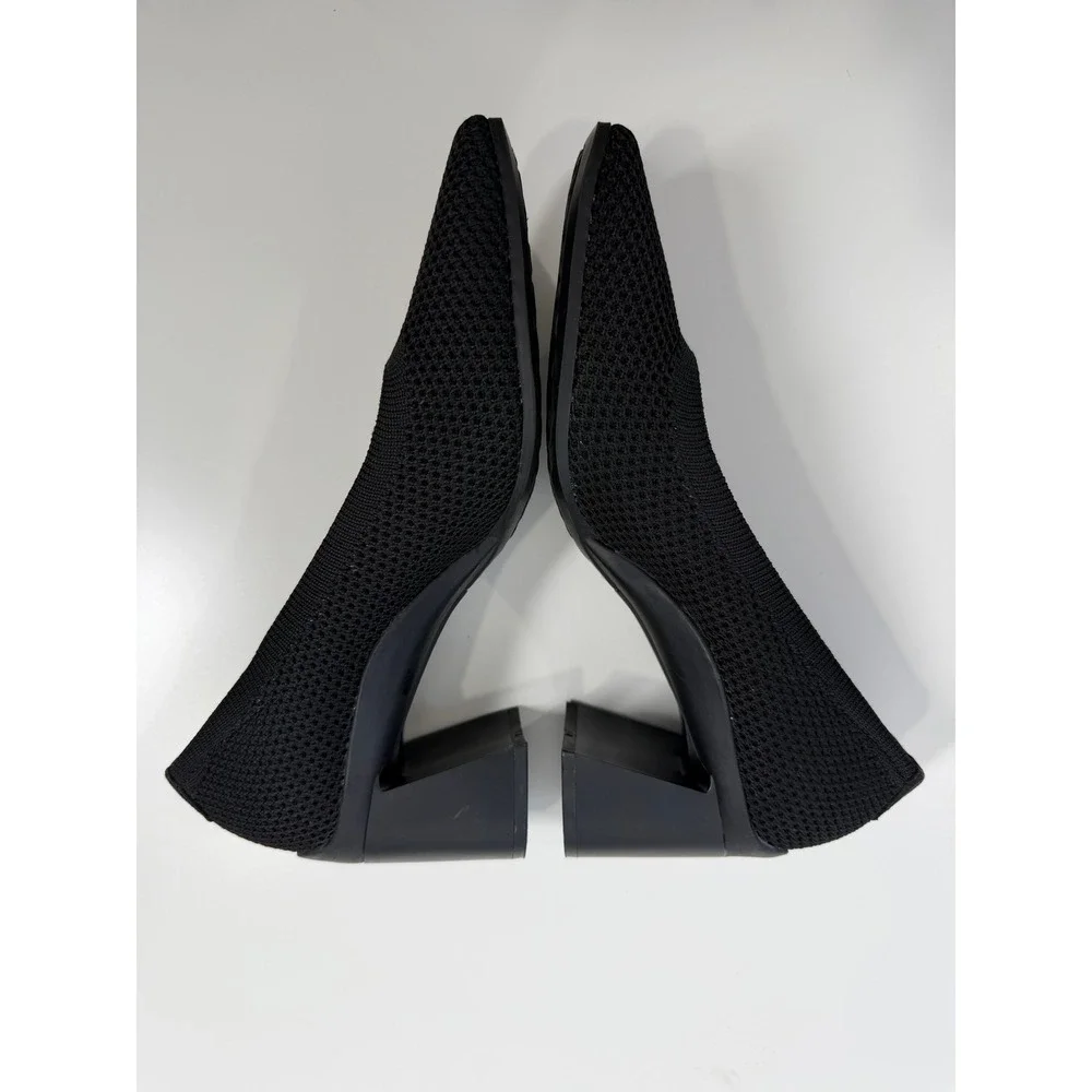 Aerosoles Casanna Black Knit Block Heel Pumps Square Toe Shoes Womens 7M